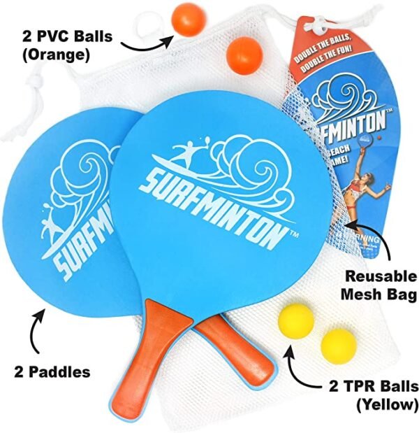 Classic Beach Tennis Wooden Paddle Game Set